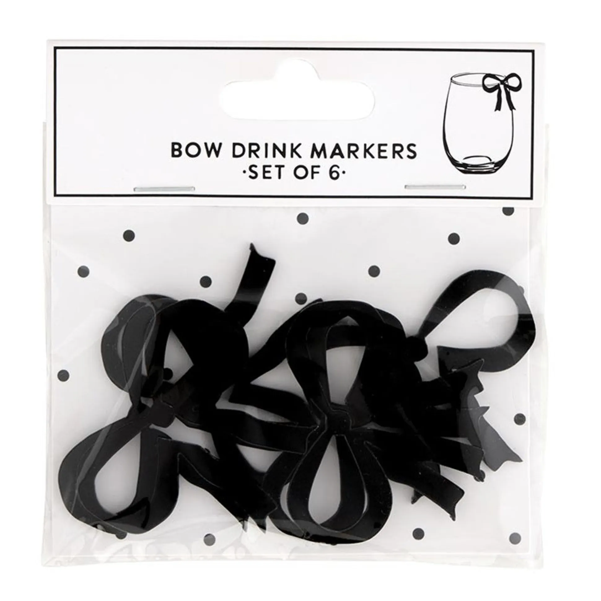 Acrylic Black Bow Drink Tags 6ct
