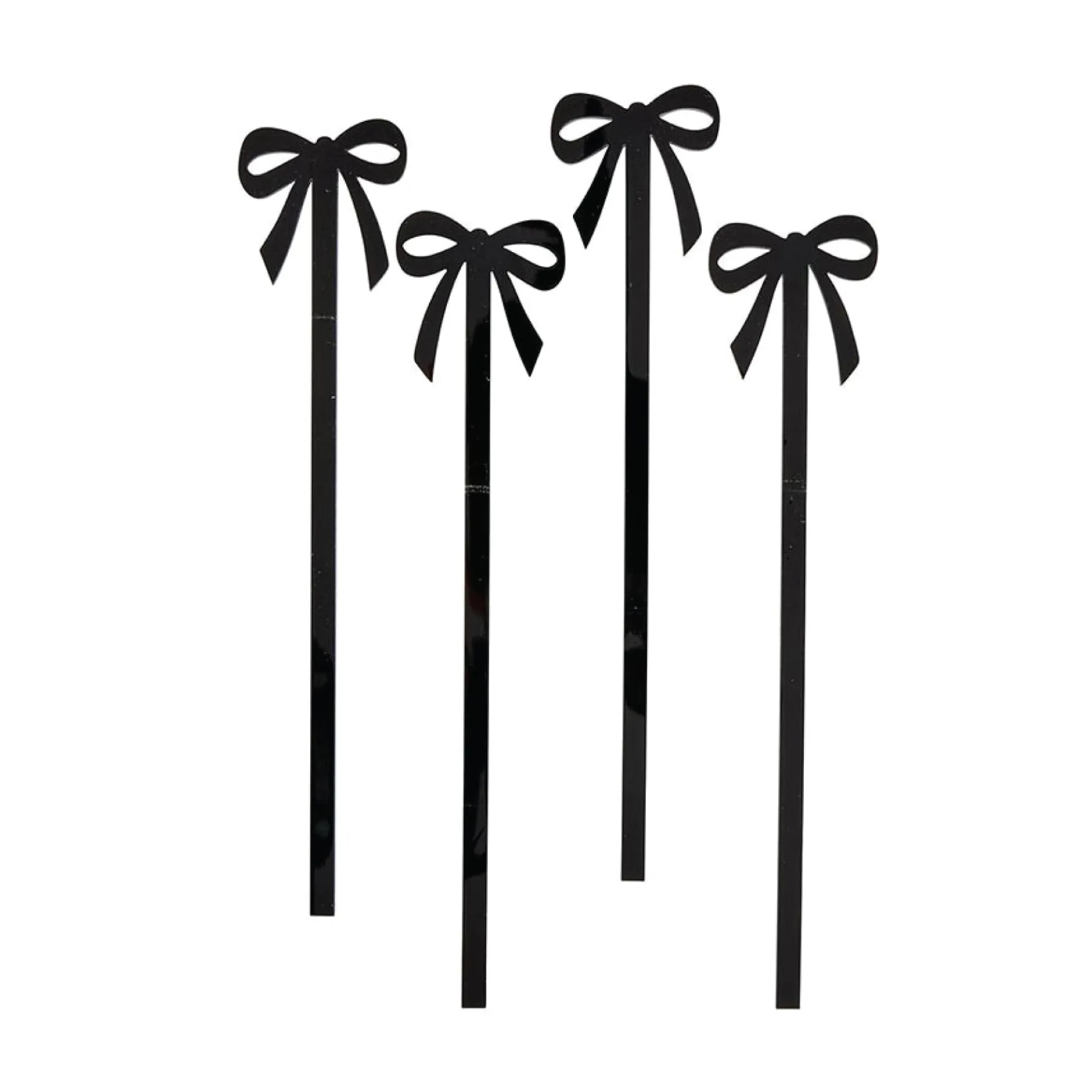 Acrylic Black Bow Stir Sticks 4ct