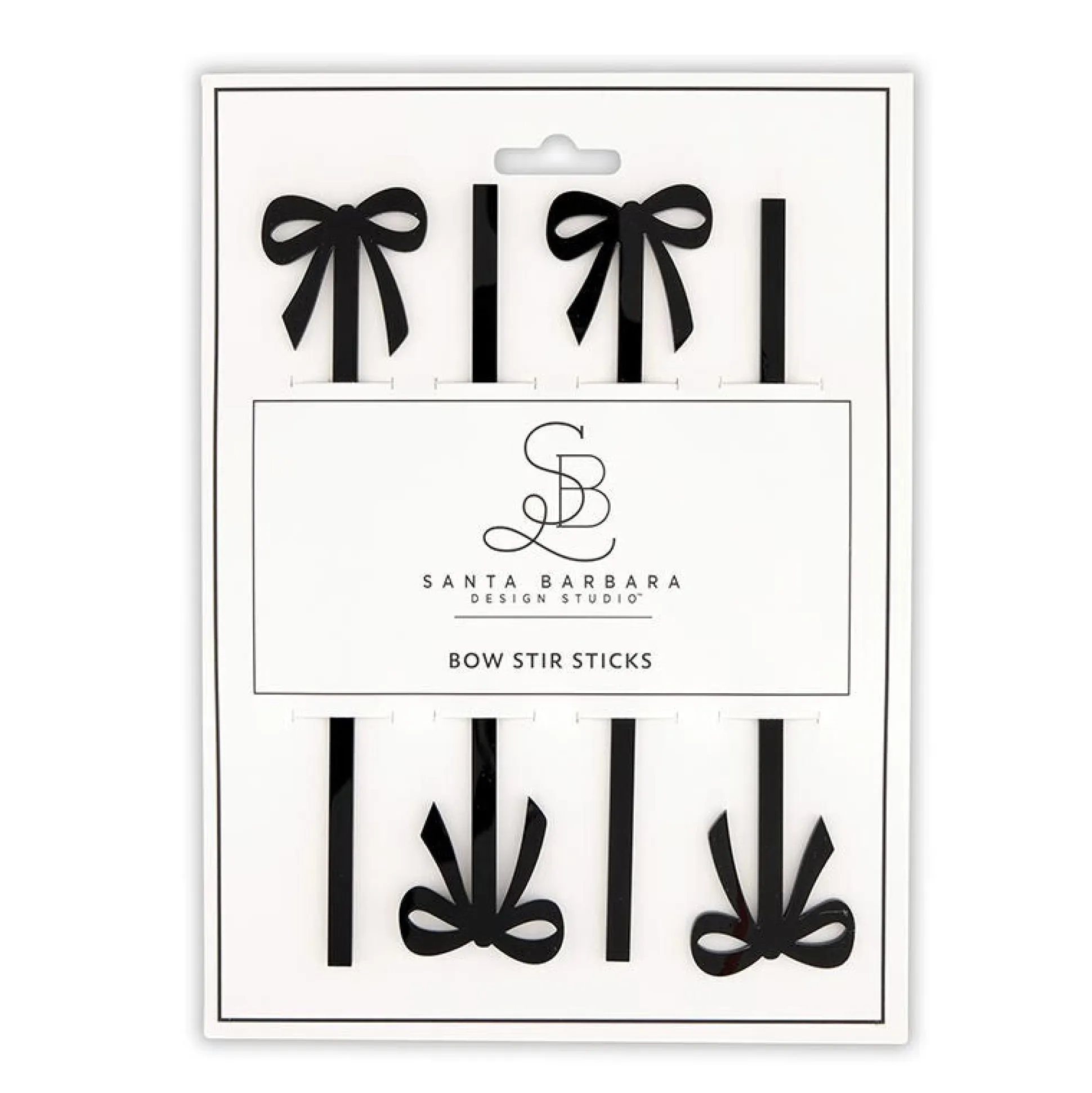 Acrylic Black Bow Stir Sticks 4ct