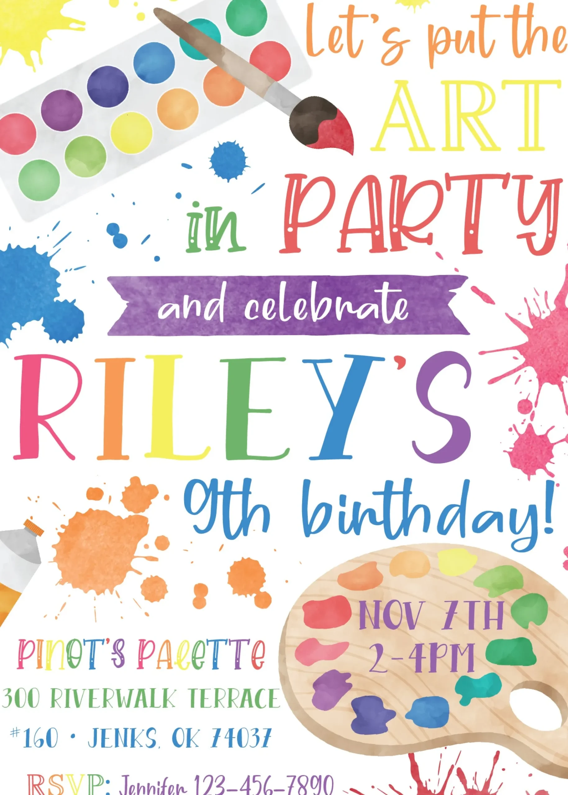 Art Party Birthday Invitation