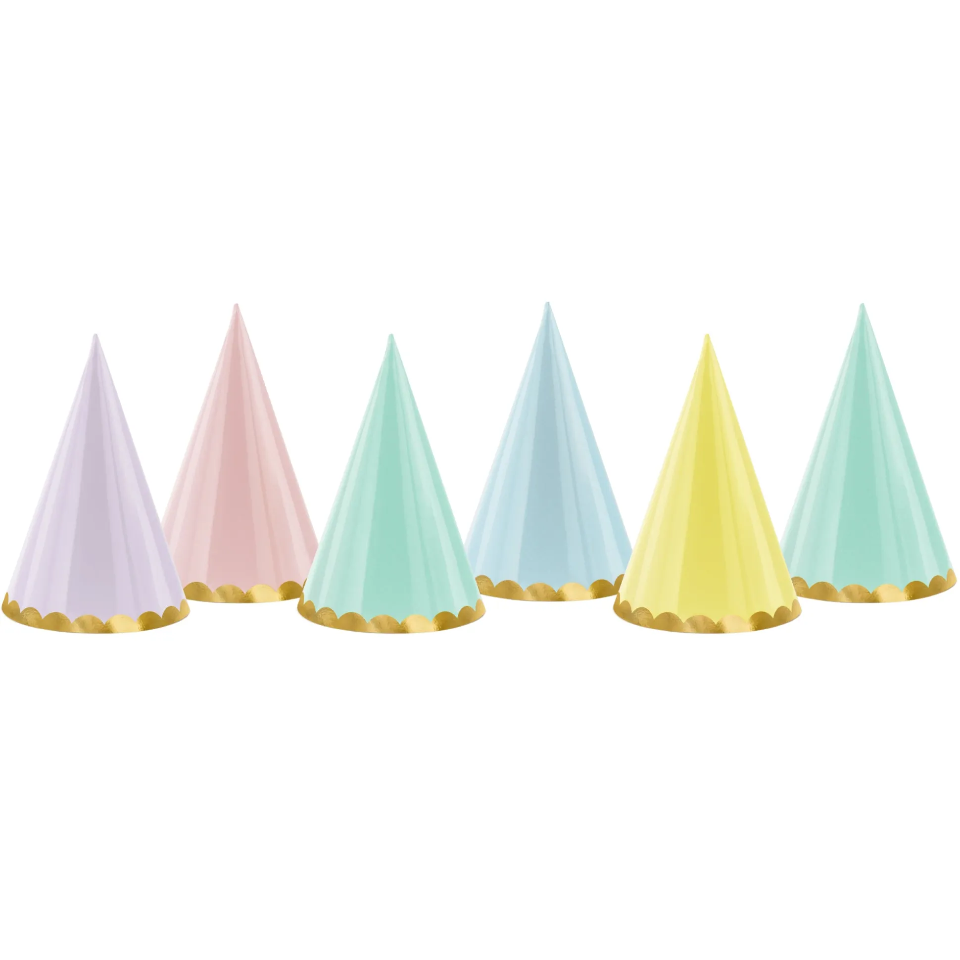 Assorted Pastel Party Hats 6ct
