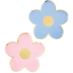 Assorted Pink & Blue Daisy Dessert Plates 8ct