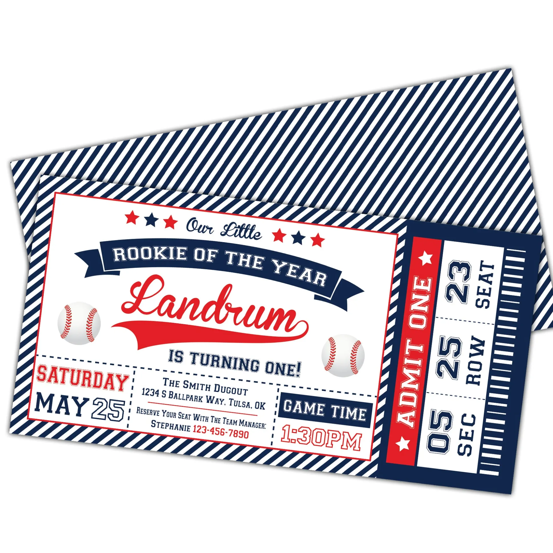 Baseball Ticket Birthday Party Invitation