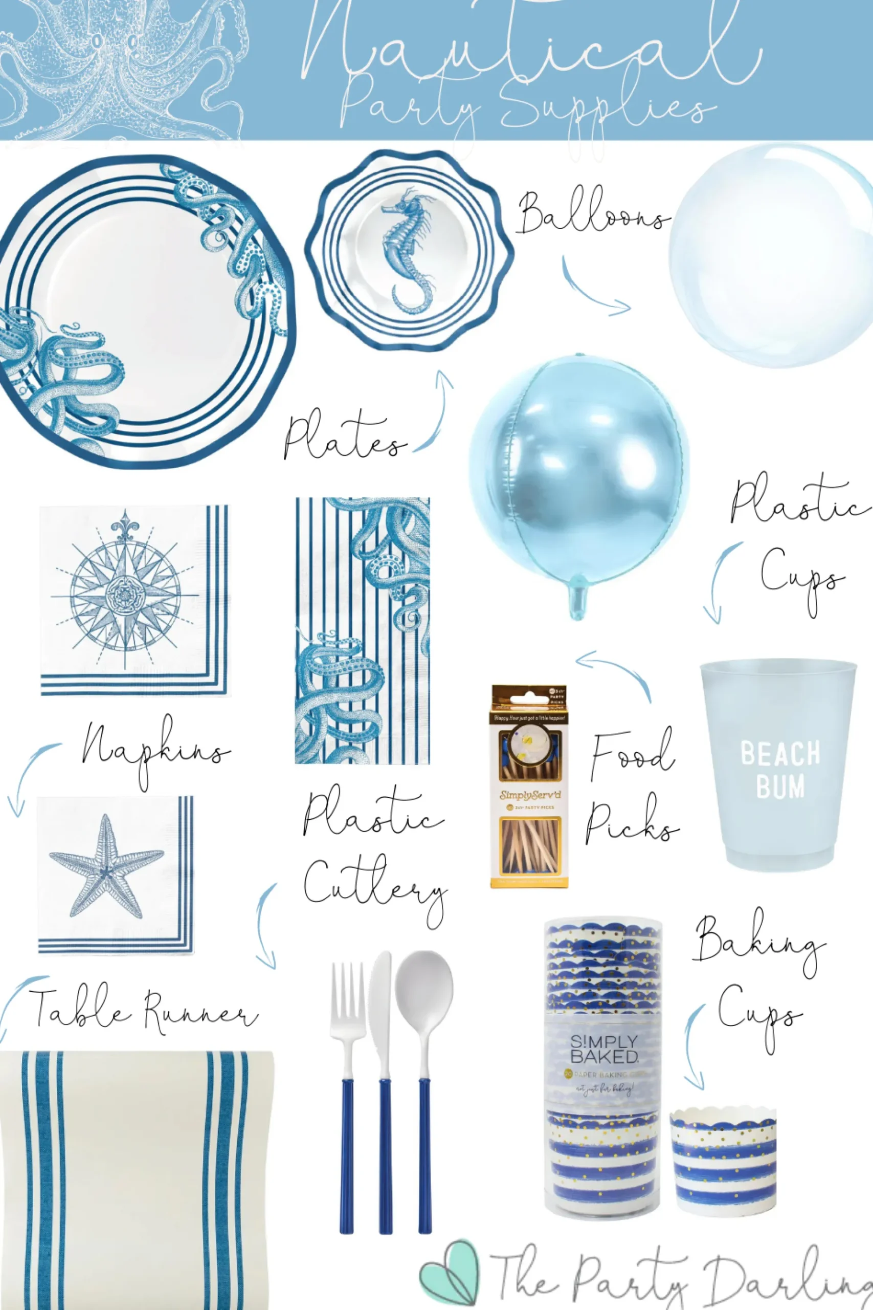 Beach Bum Blue Frosted Plastic Cups 8ct