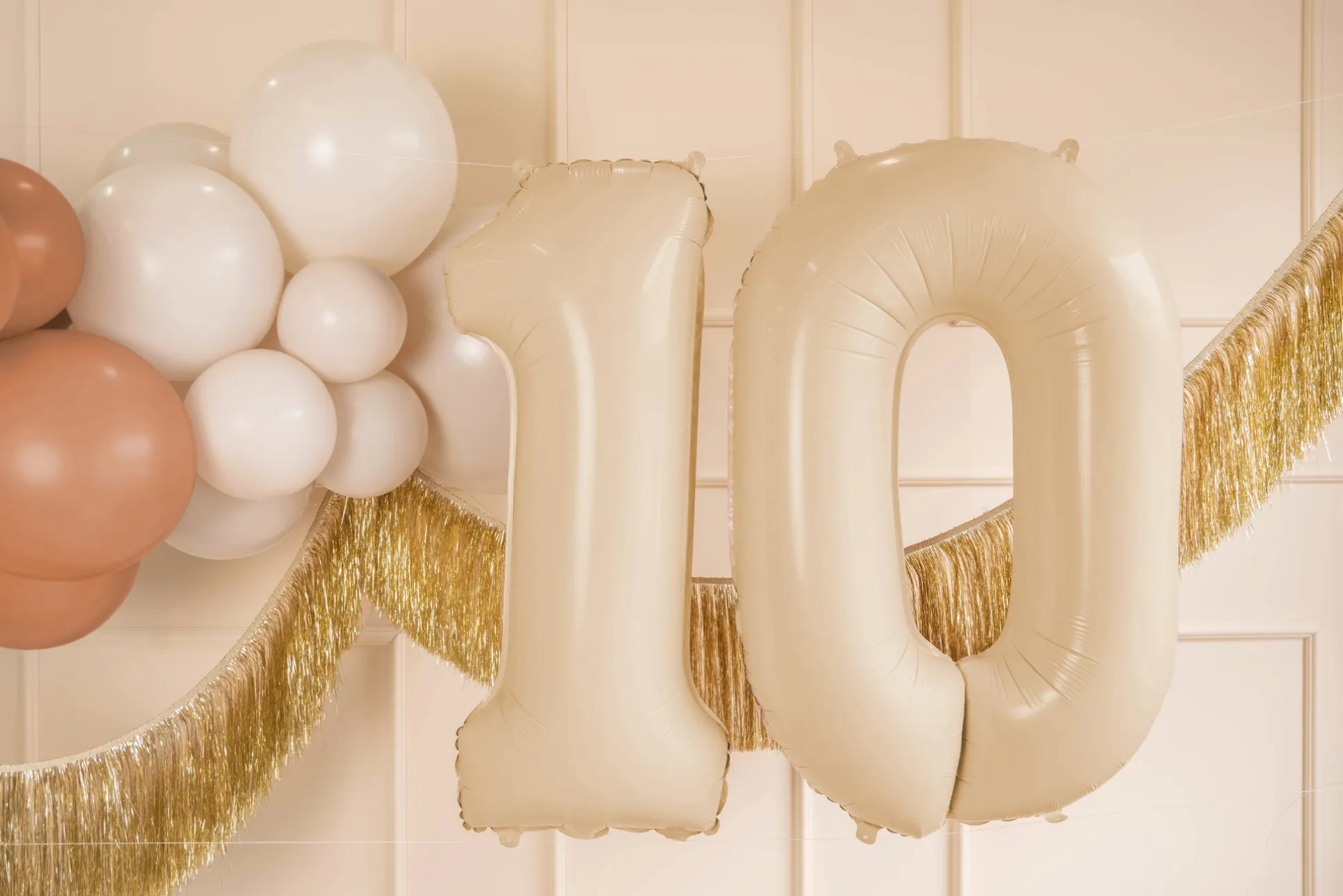 34" Beige Number Balloon 0-9
