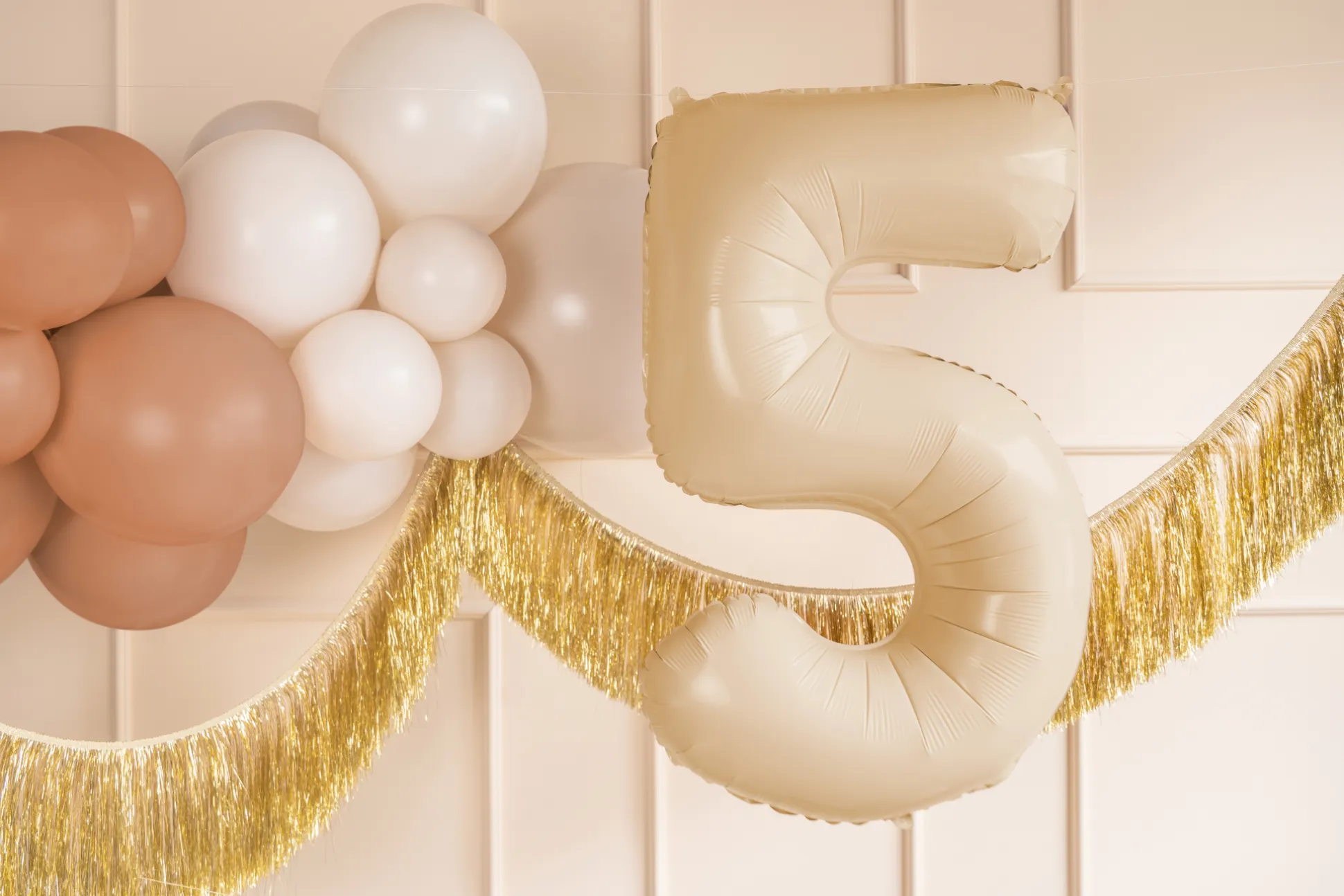 34" Beige Number Balloon 0-9