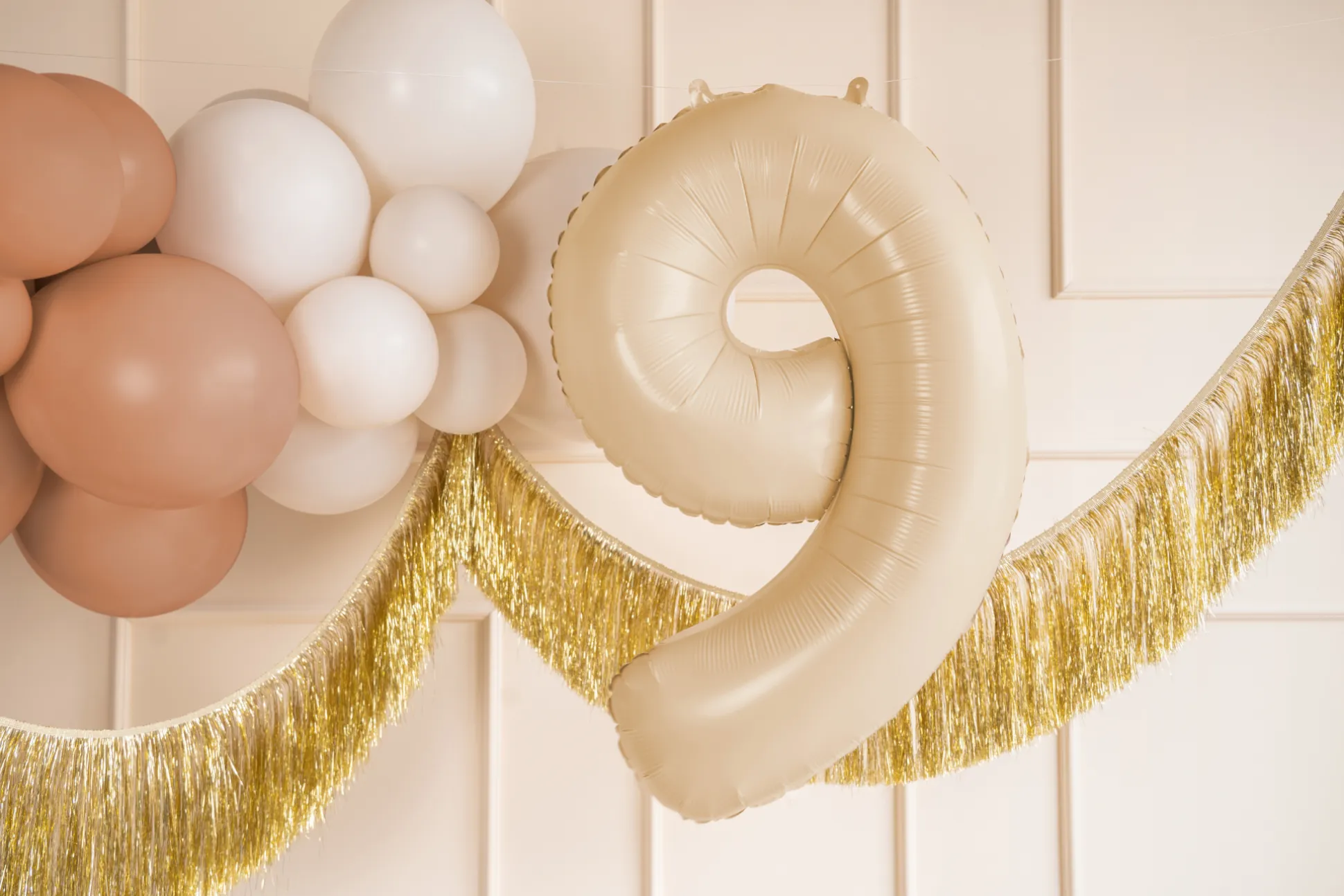 34" Beige Number Balloon 0-9