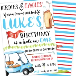 Birdie & Eagles Golf Birthday Party Invitation