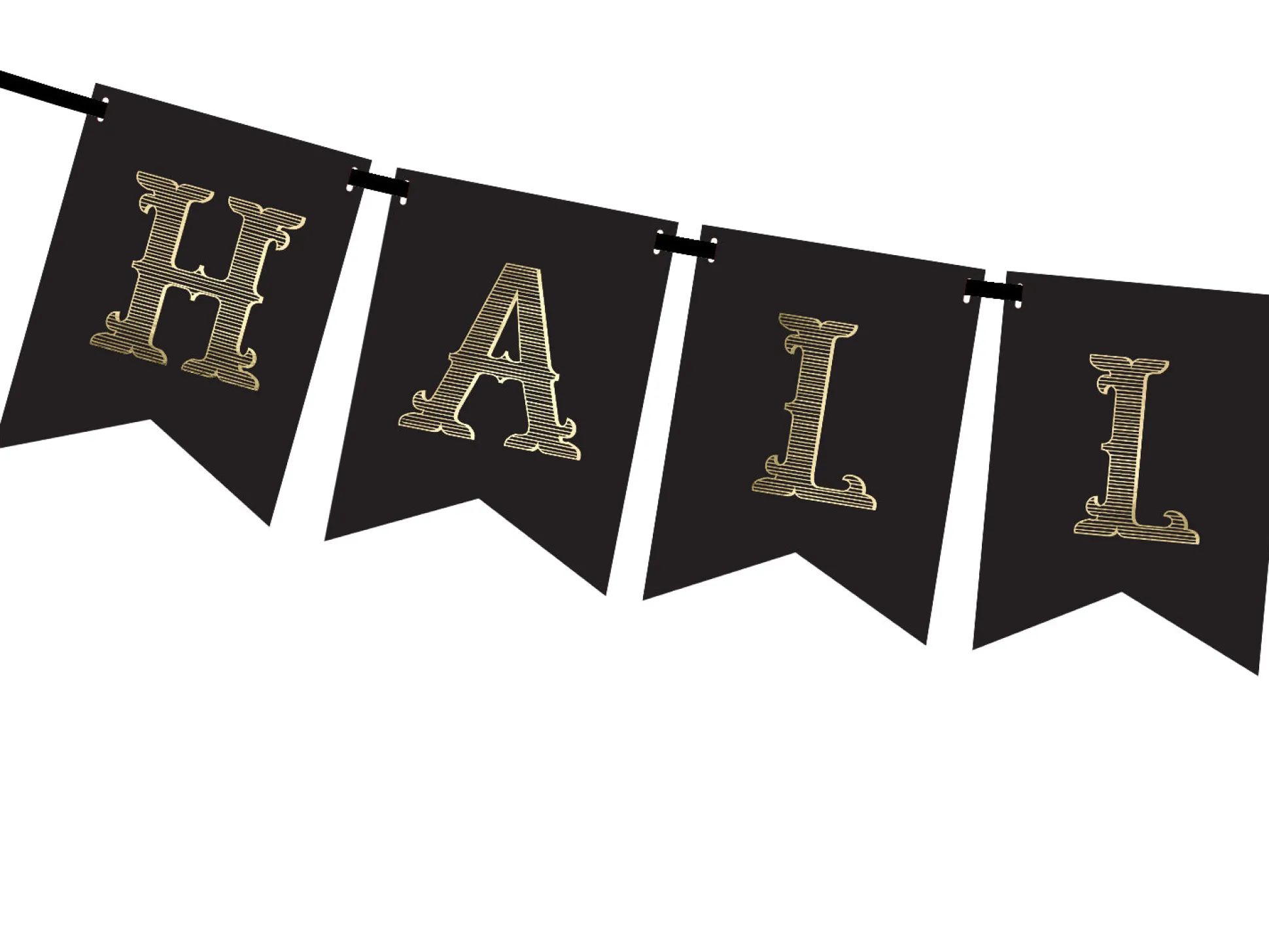 Black and Gold Halloween Pennant Banner