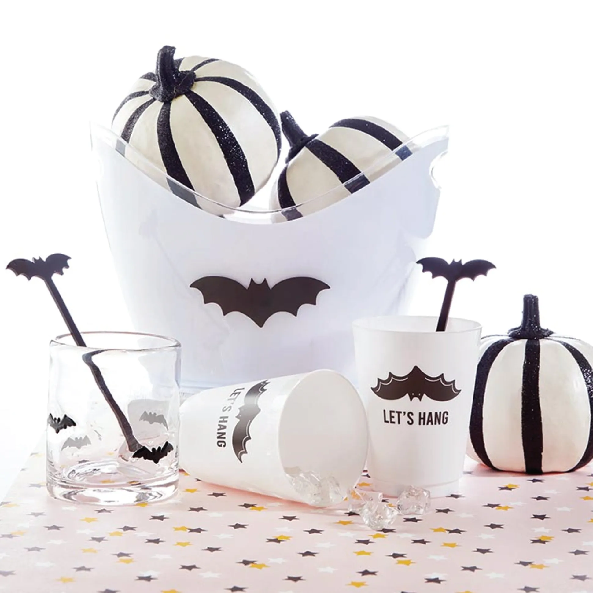Black Bat Acrylic Drink Stirrers 4ct