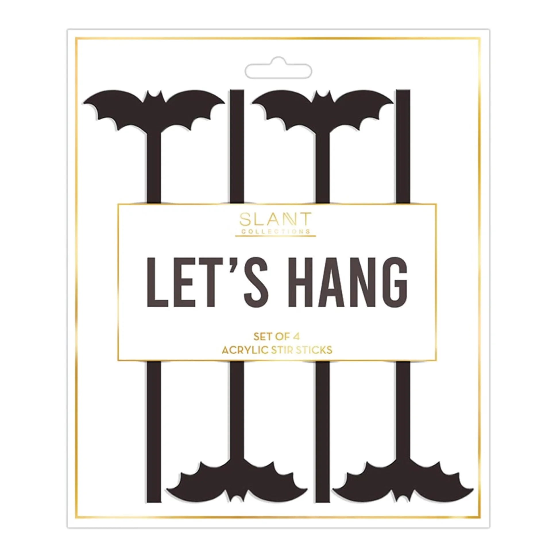 Black Bat Acrylic Drink Stirrers 4ct