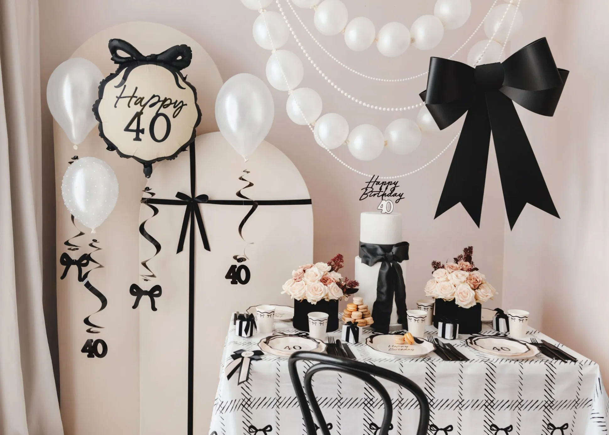 Black Bow Paper Table Cover