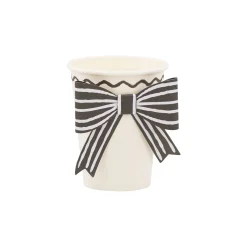 Black & Cream Bow Party Cups 8ct