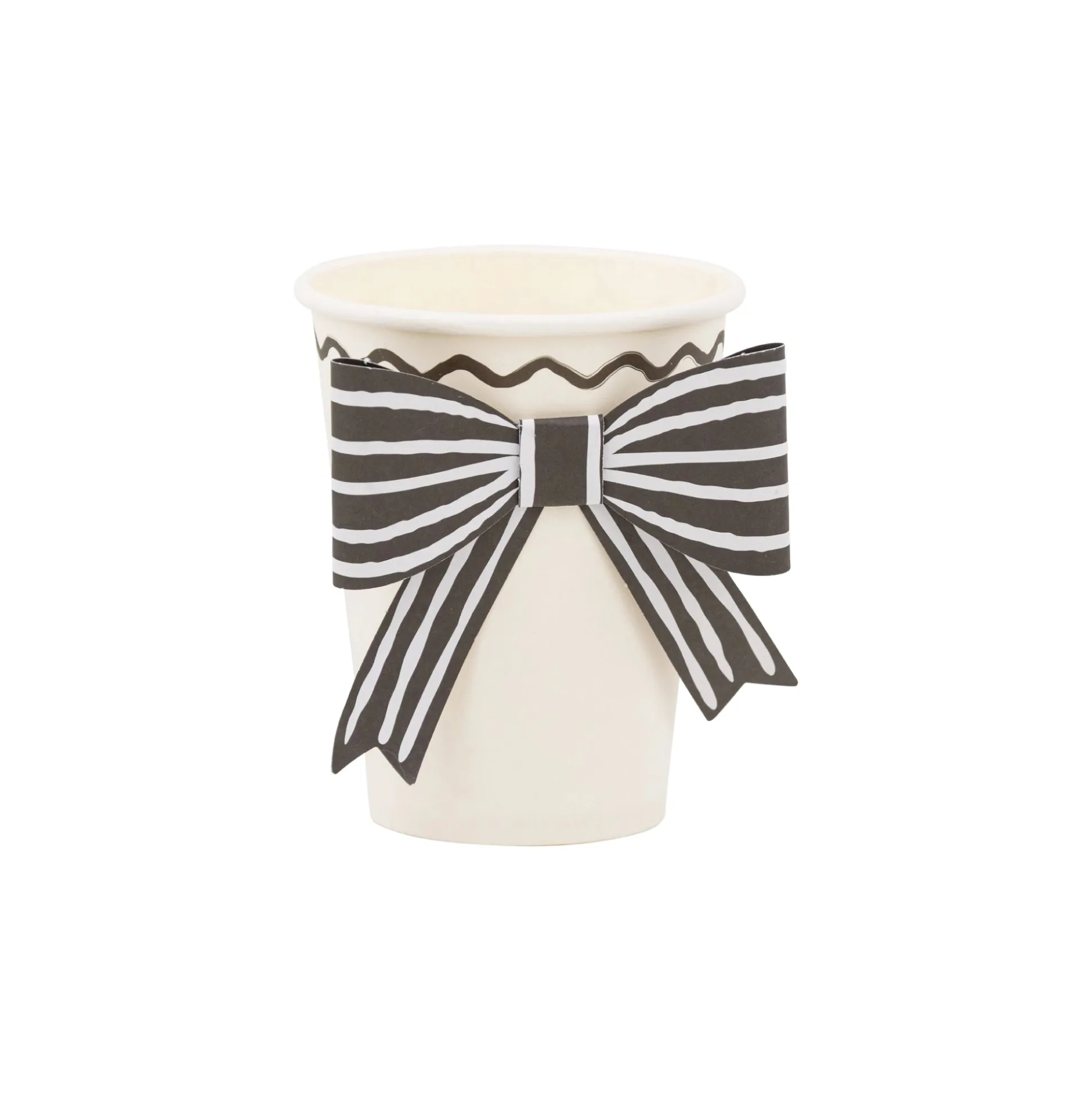 Black & Cream Bow Party Cups 8ct