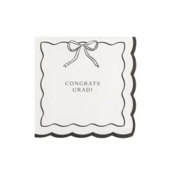 Black & Cream "Congrats Grad" Bow Dessert Napkins 24ct