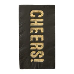 Black & Gold Cheers Guest Towels 16ct