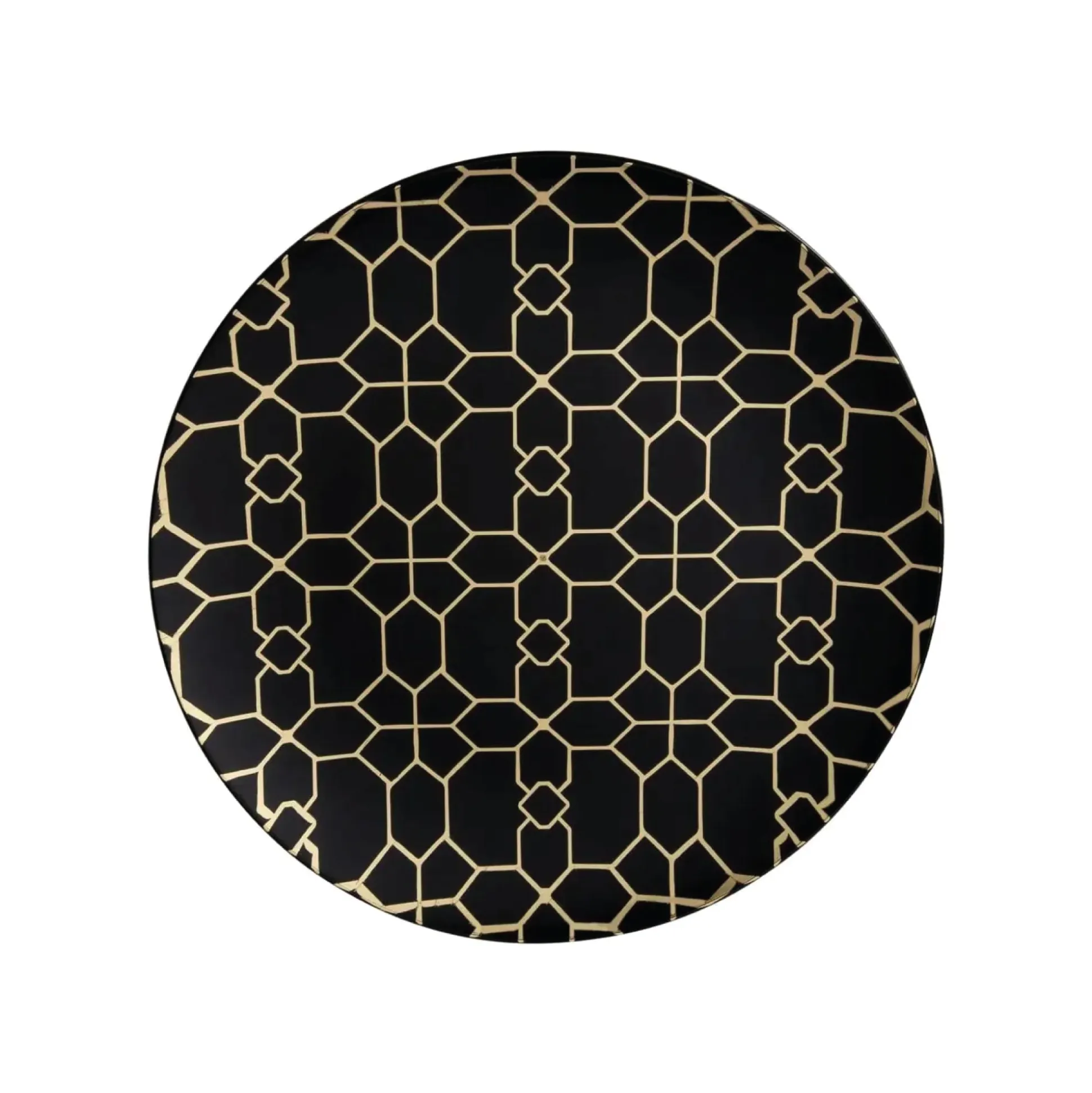 Black & Gold Geometric Pattern Plastic Dessert Plates 10ct