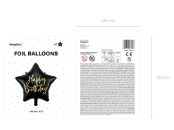 Black Happy Birthday Star Balloon 15.5in