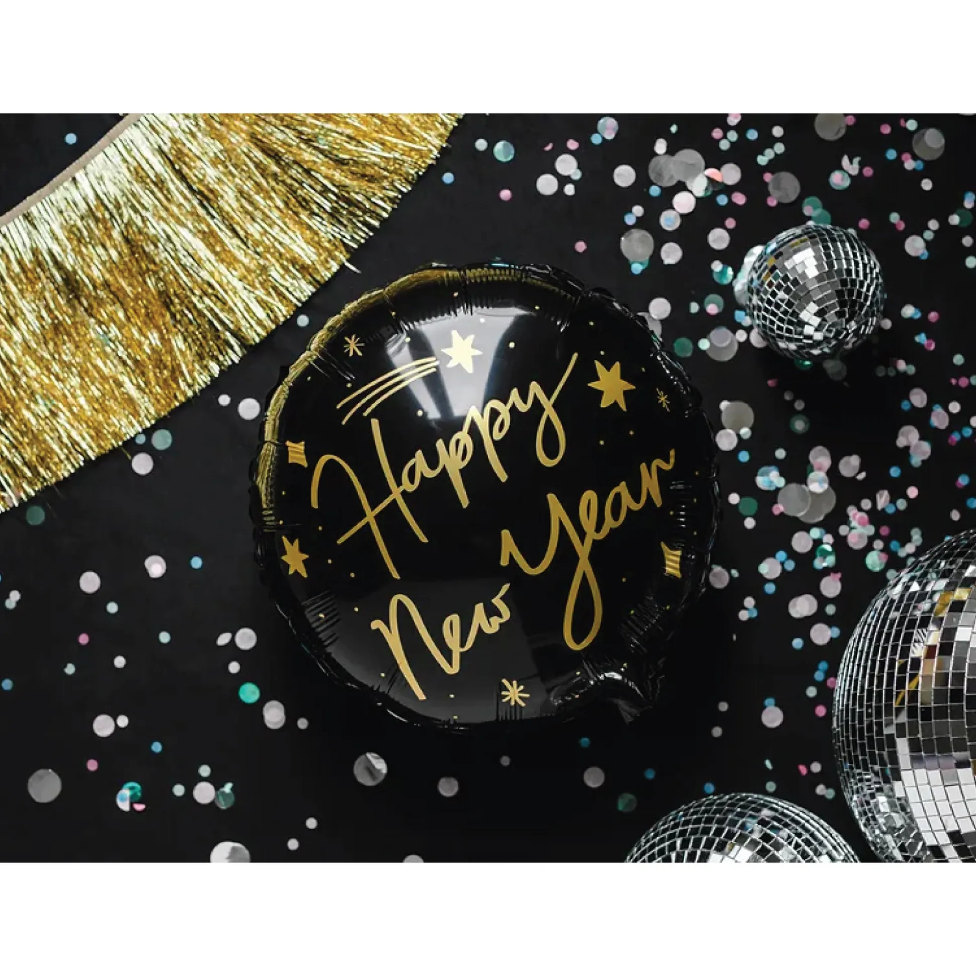 Black Happy New Year Foil Balloon