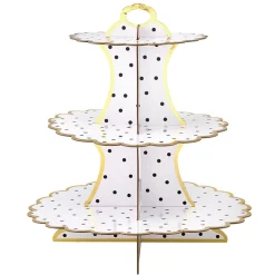 Black Polka Dot Cardboard Cupcake Stand 1ct