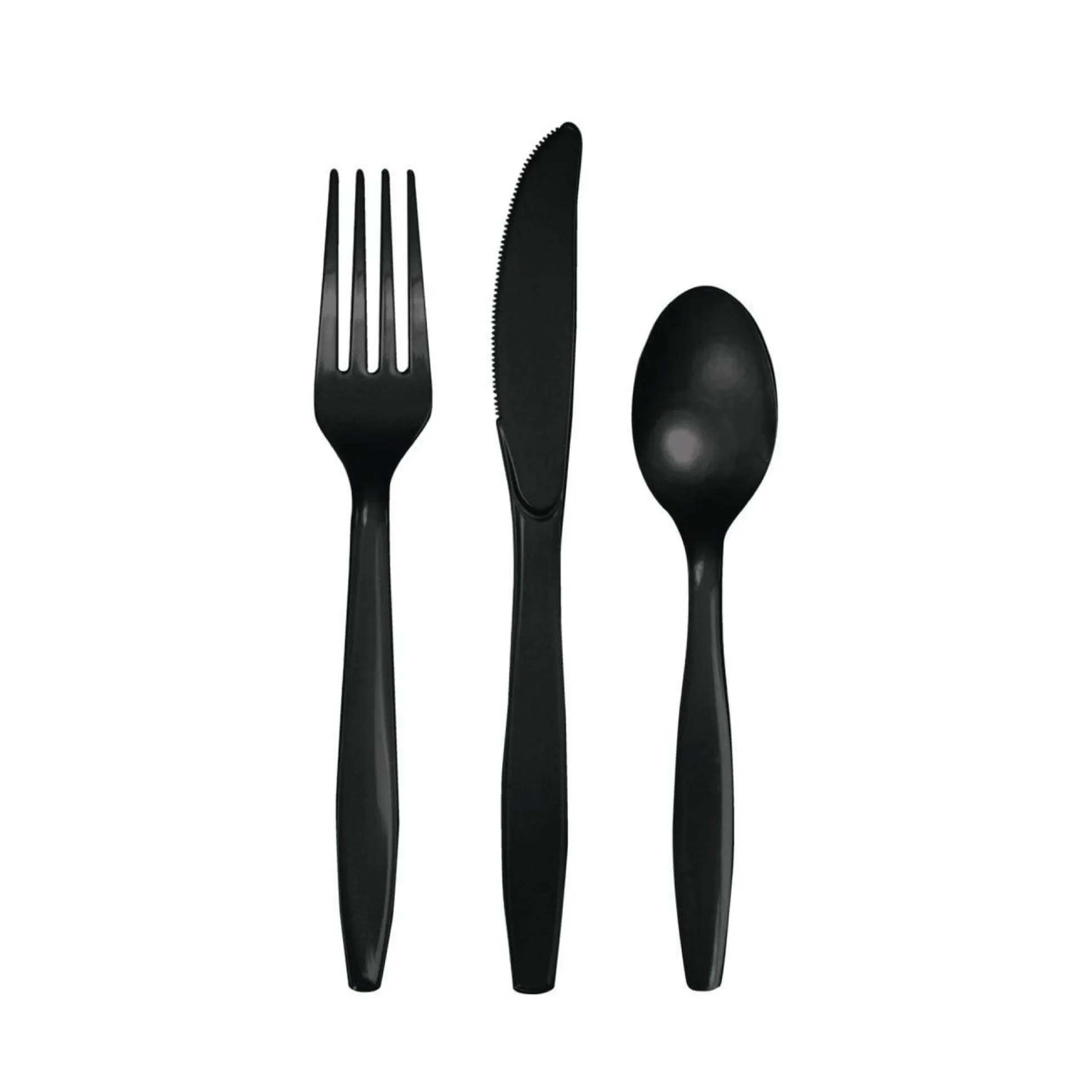 Black Premium Plastic Cutlery Set for 8