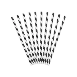 Black Striped Paper Straws 10ct