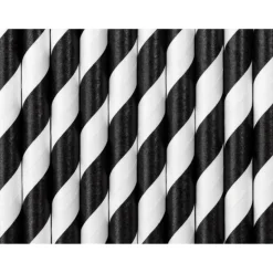 Black Striped Paper Straws 10ct
