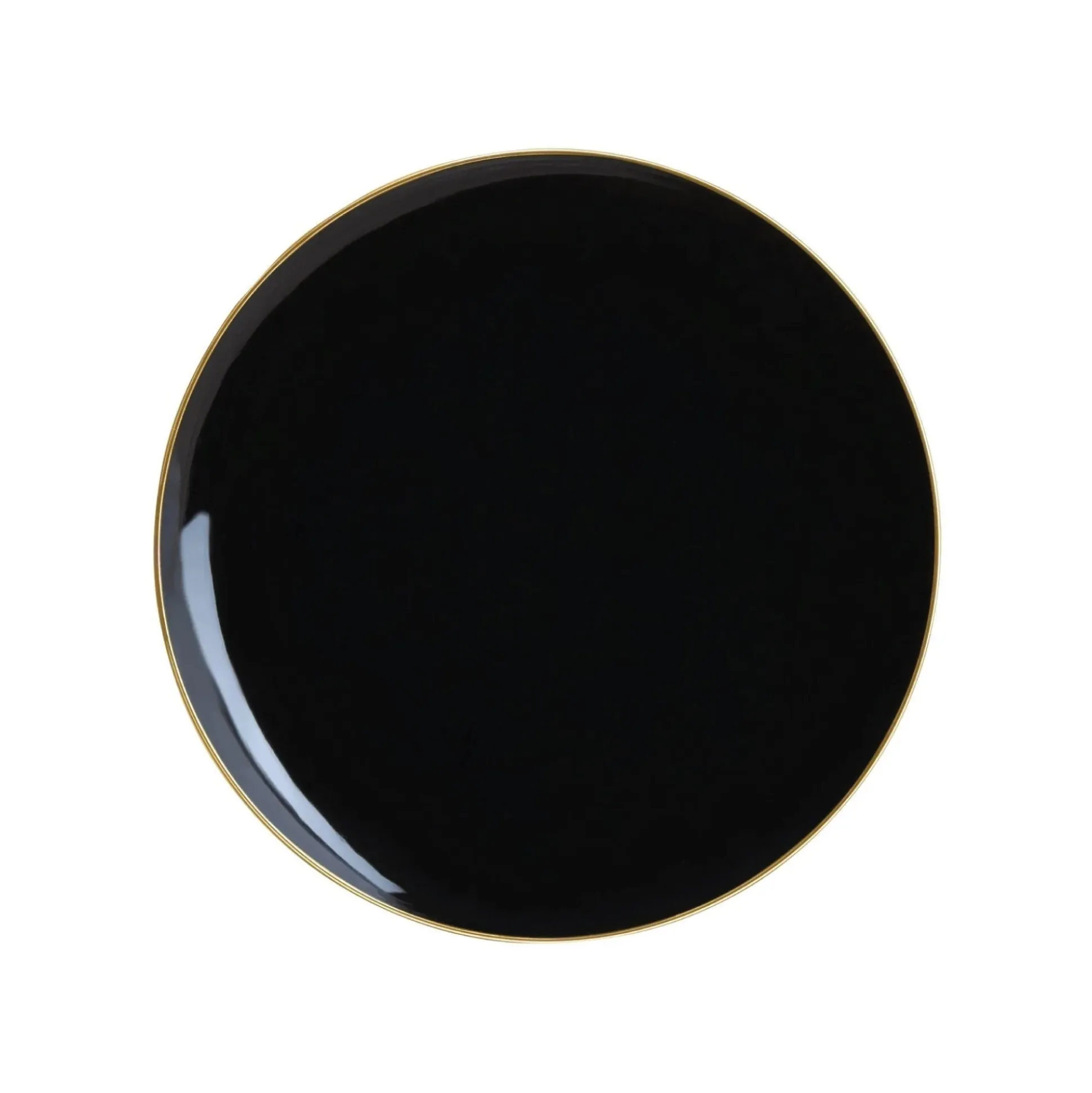 Black With Gold Rim Plastic Dessert Plates 10ct