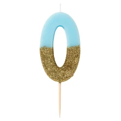 Blue and Gold Glitter Dipped Number Birthday Candle