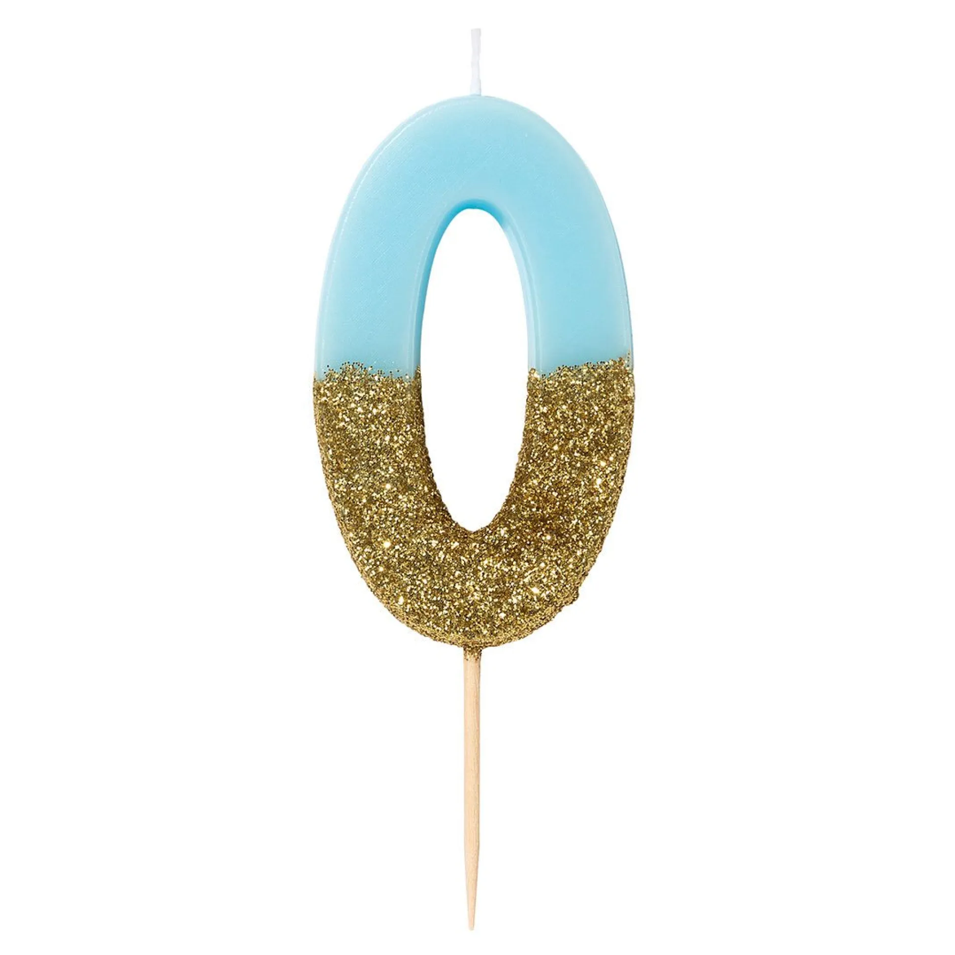 Blue and Gold Glitter Dipped Number Birthday Candle
