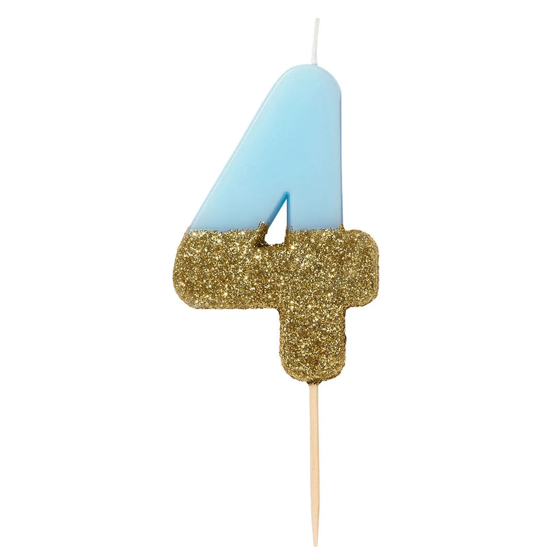 Blue and Gold Glitter Dipped Number Birthday Candle