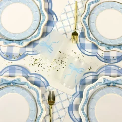 Blue Bow Trellis Dessert Plates 8ct
