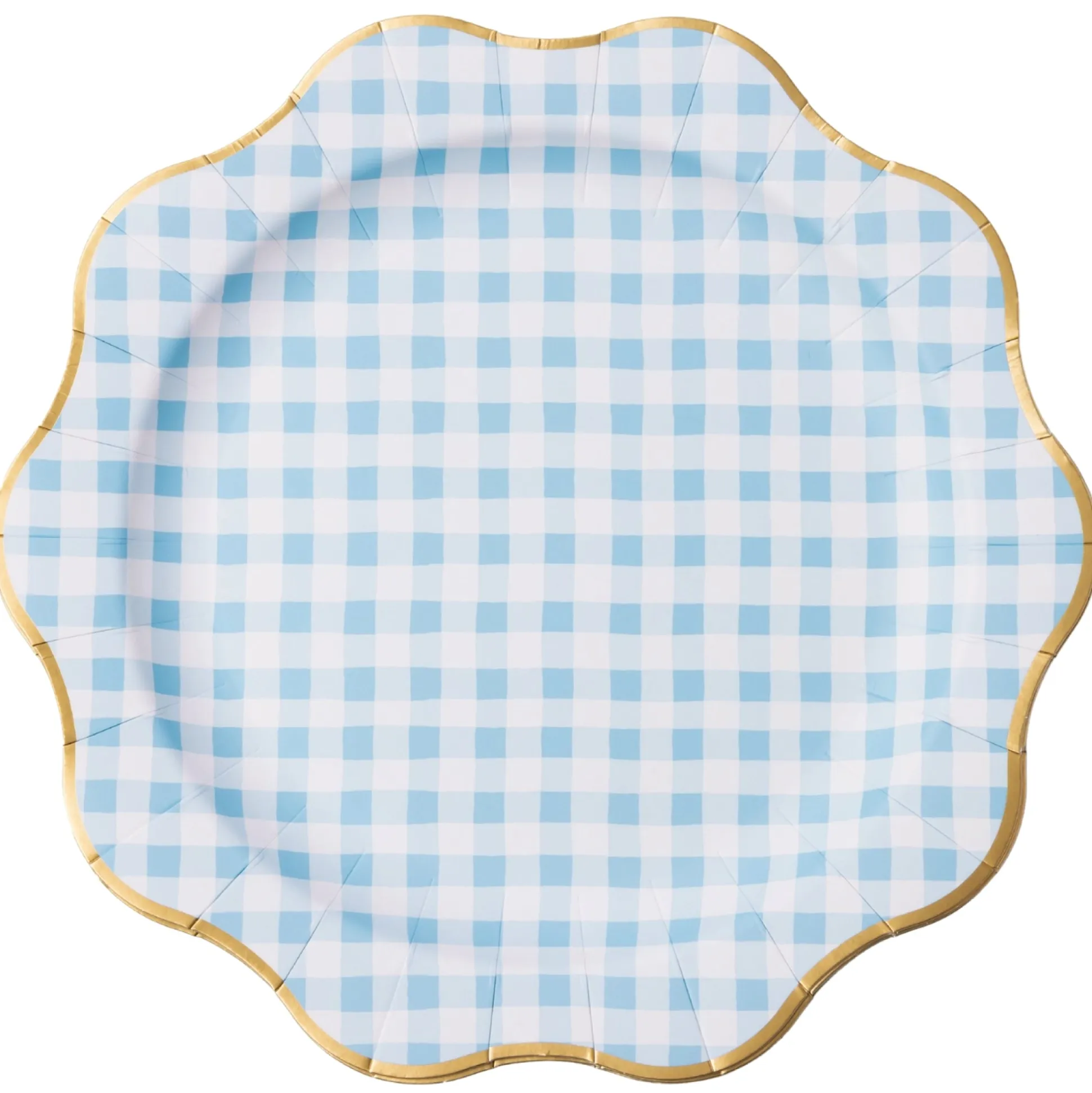 Blue Gingham Scalloped Dinner Plates 8ct