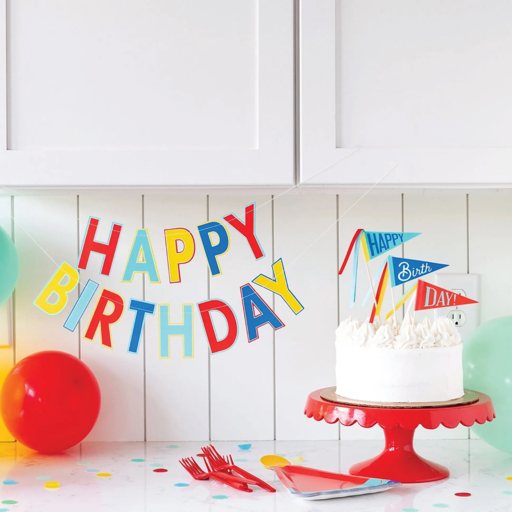 Blue Multicolor Happy Birthday Banner