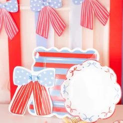 Blue & Red Striped Lunch Plates 8ct