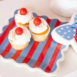 Blue & Red Striped Lunch Plates 8ct
