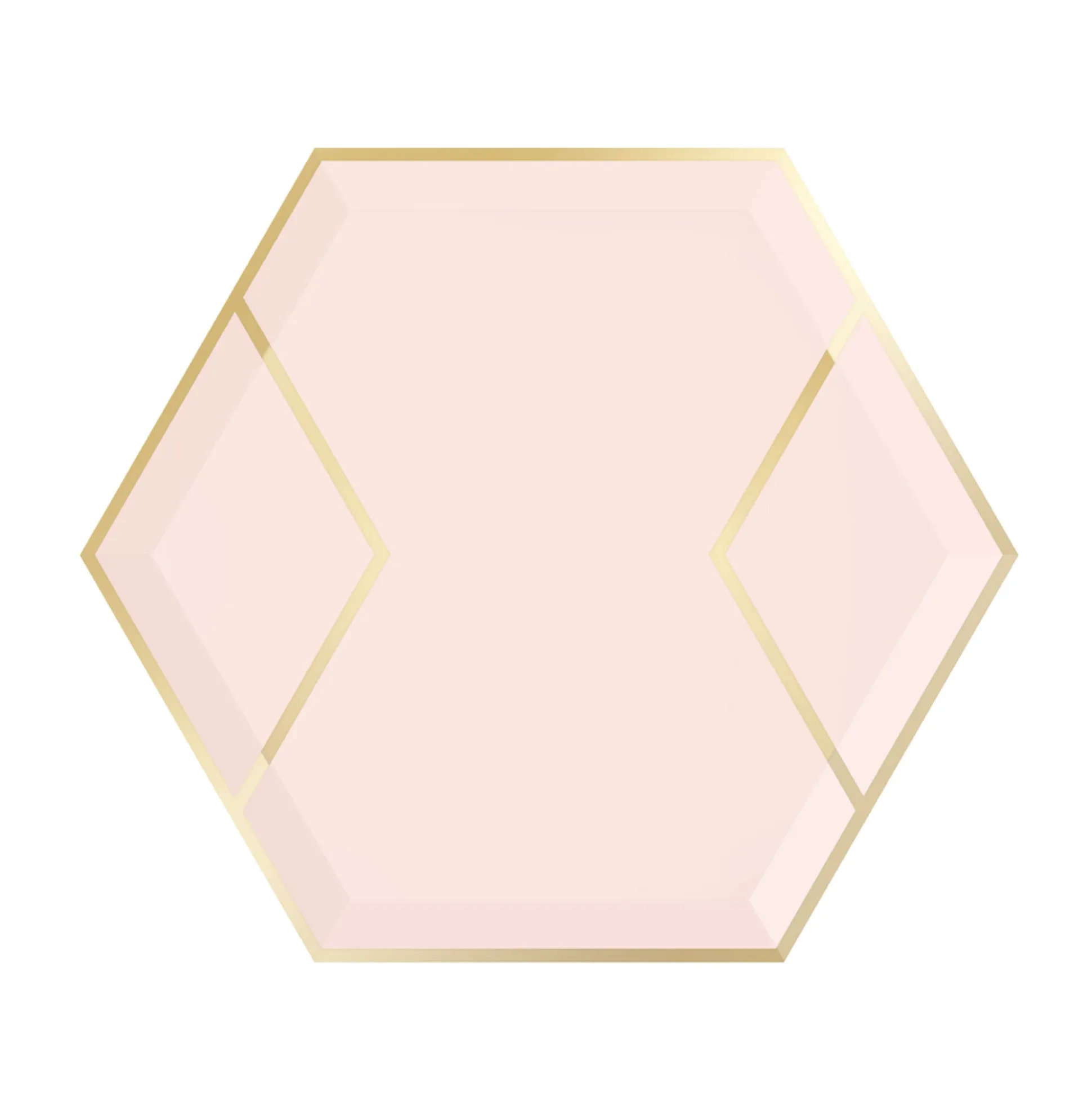 Blush Pink & Gold Hexagon Dessert Plates 8ct