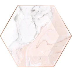 Blush Pink & Rose Gold Marble Lunch Plates 8ct