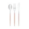 Blush Pink & Silver Plastic Cutlery Set for 8