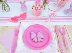Candy Pink Premium Plastic Cutlery Set for 8