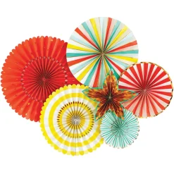 Carnival Paper Fan Decorations 6ct