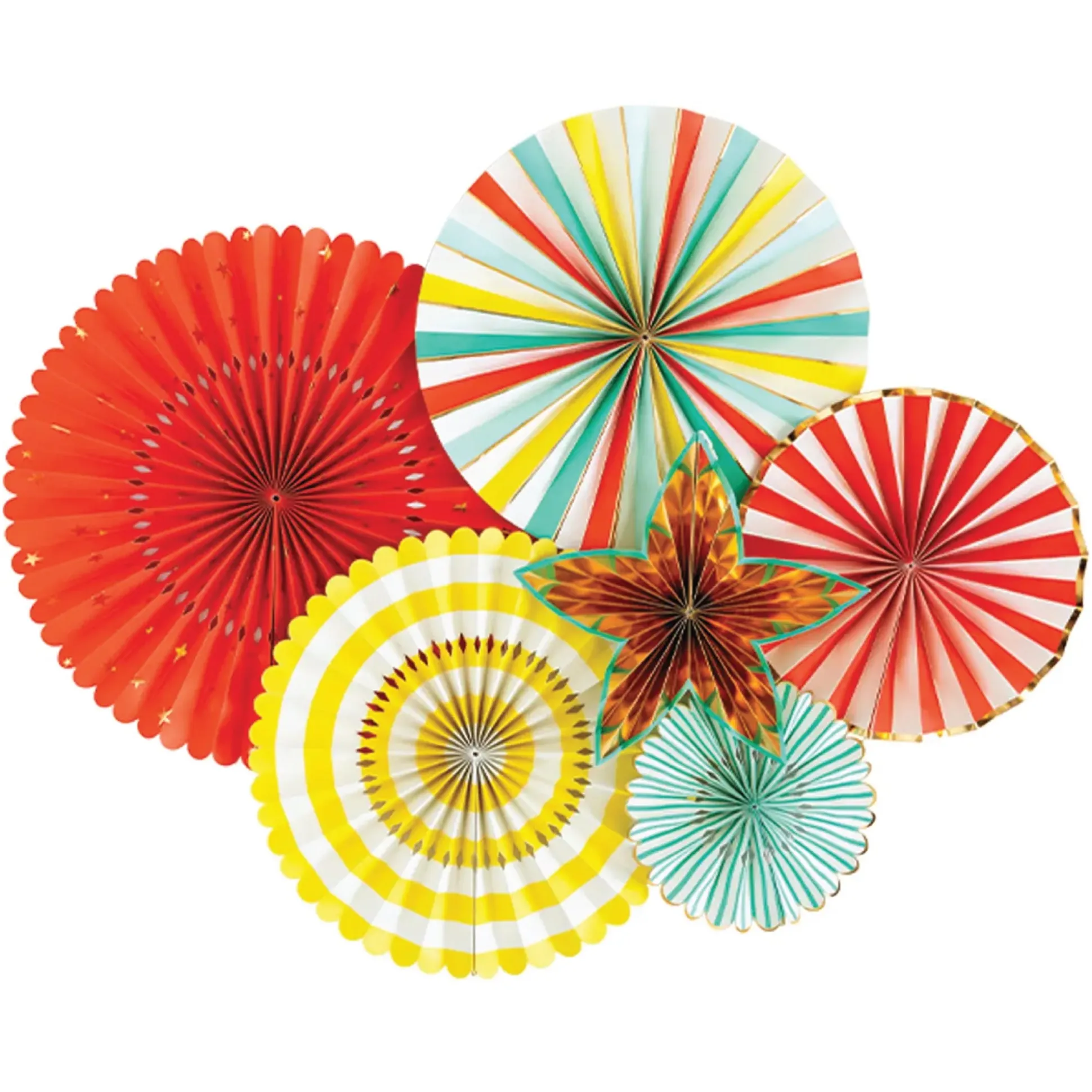 Carnival Paper Fan Decorations 6ct