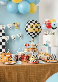 Checkered Flag Happy Birthday Foil Balloon 14in