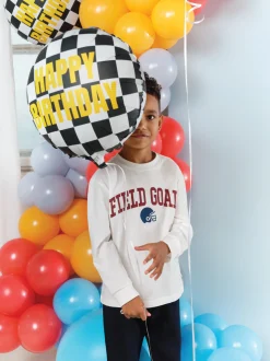 Checkered Flag Happy Birthday Foil Balloon 14in