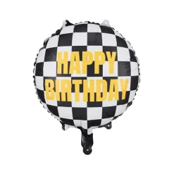 Checkered Flag Happy Birthday Foil Balloon 14in