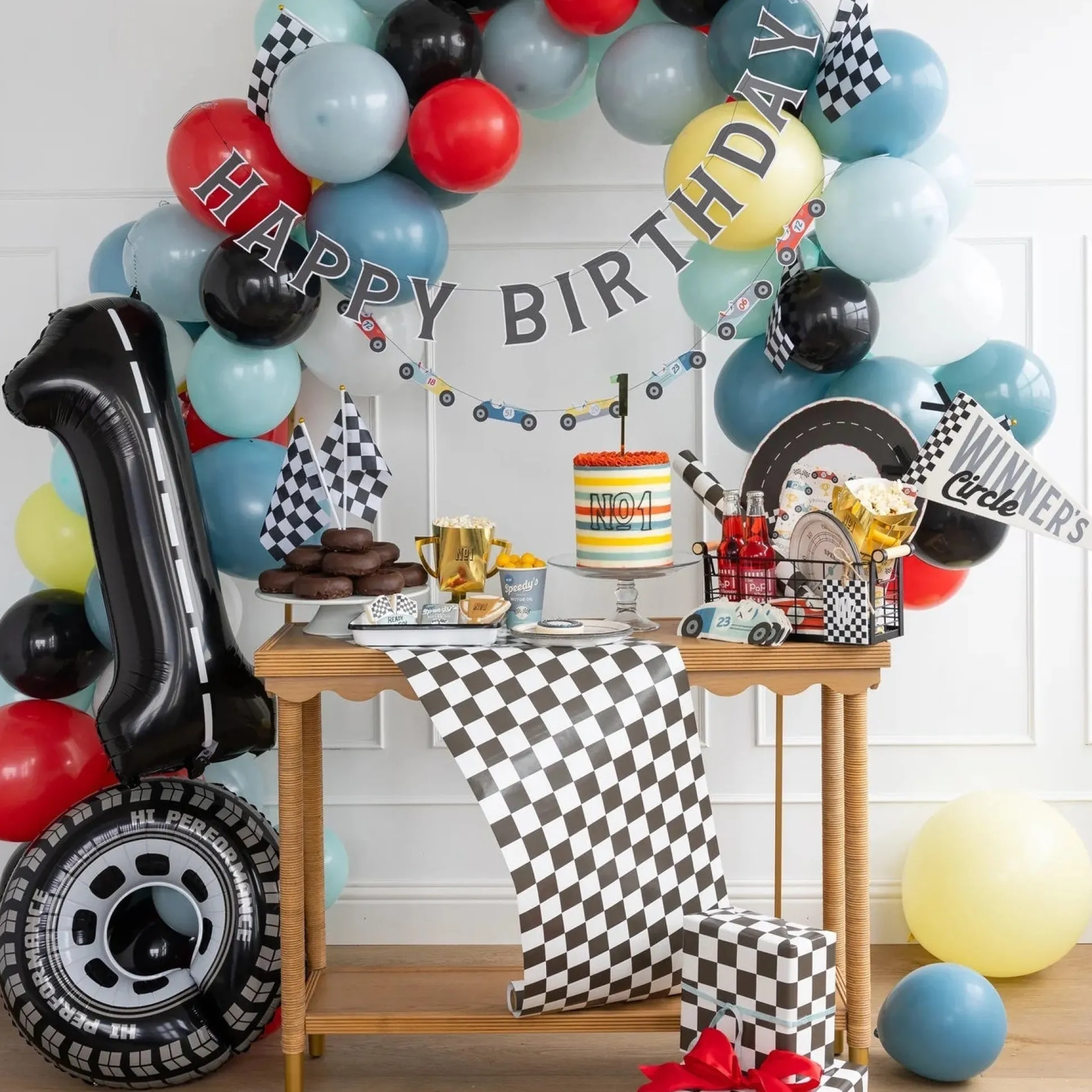 Checkered Race Flag Paper Table Runner