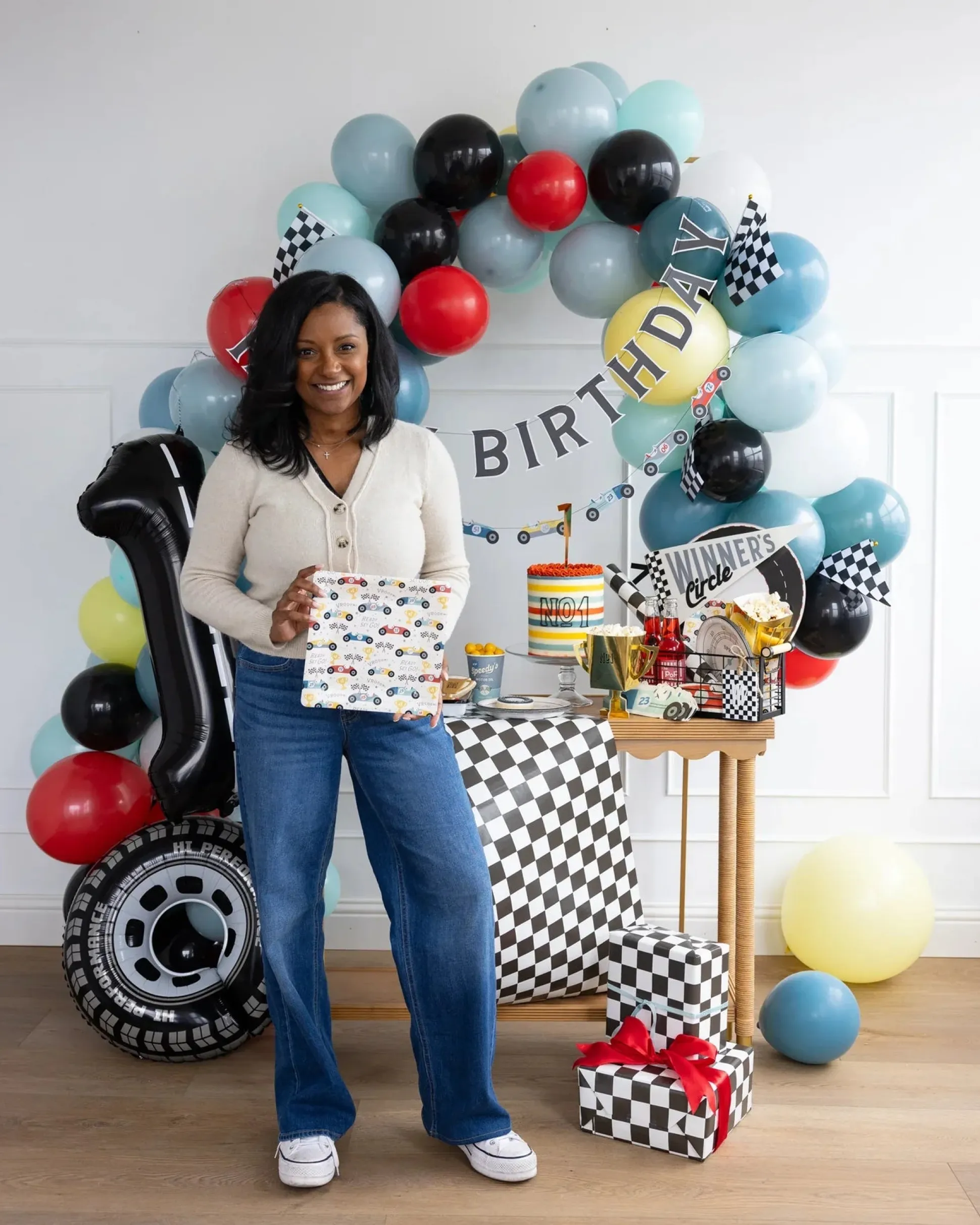 Checkered Race Flag Paper Table Runner