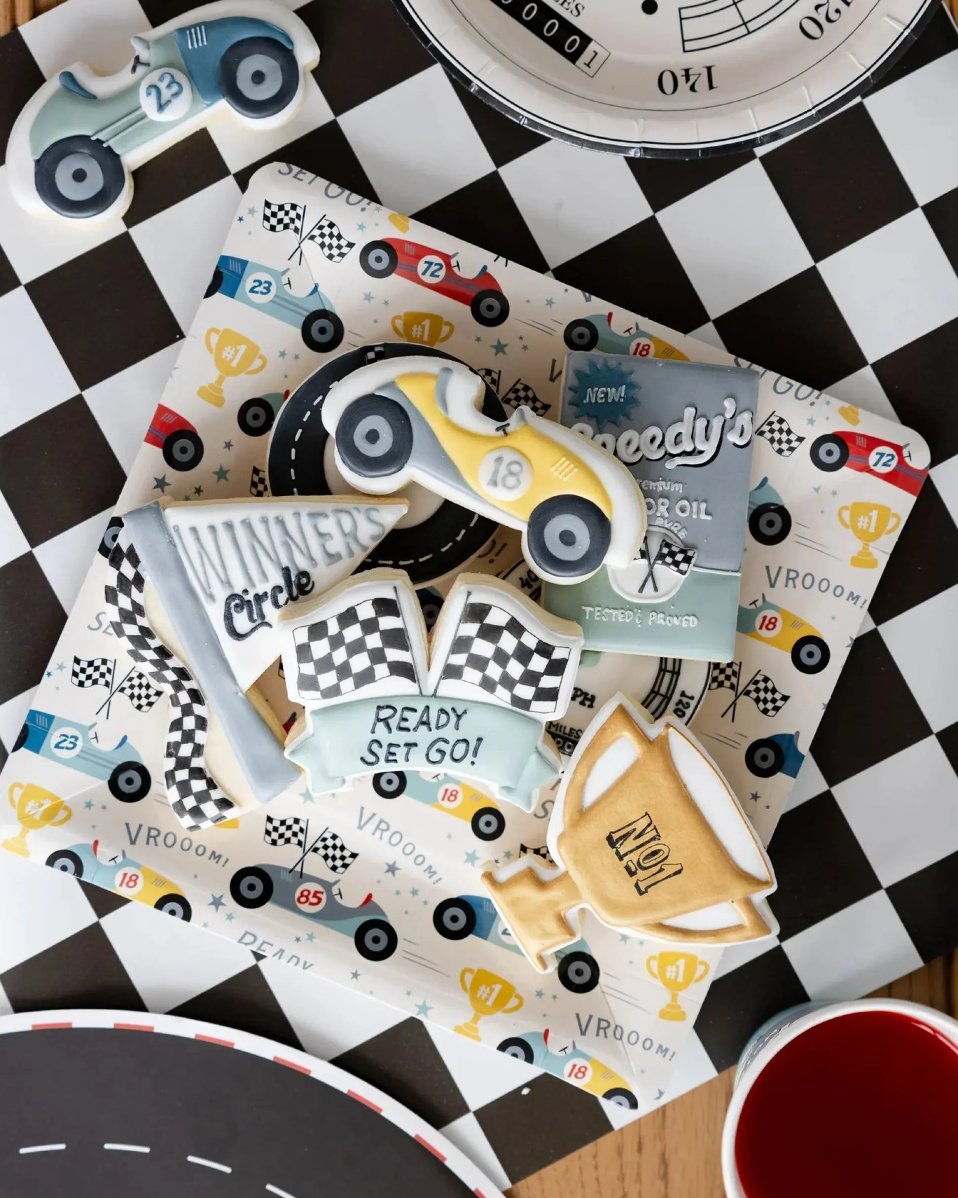 Checkered Race Flag Paper Table Runner