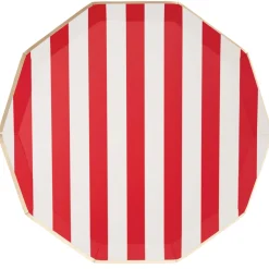 Cherry Red Cabana Striped Dinner Plates 8ct