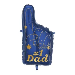 #1 Dad Blue Foam Finger Foil Balloon 34in